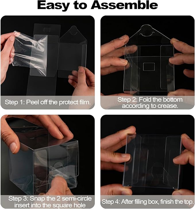 Bssay 50 Pack 3x3x3 Inch Clear Favor Boxes,Transparent Favor Boxes for Wedding, Baby Shower, Party Treats