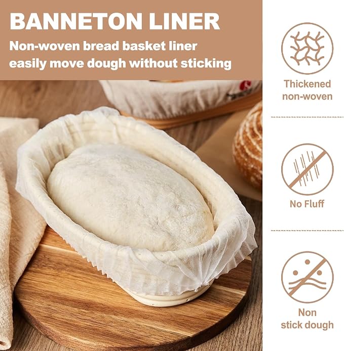 200 Pcs Banneton Liner,Banneton Bread Proofing Basket Non Woven Liners Non-Stick Dough,Bread Proofing Cover,Elastic Banneton Basket Liner for Prevents Dough from Sticking to Basket