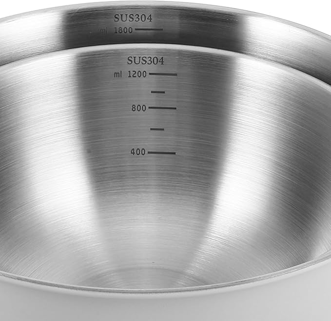 OSALADI 2pcs Stainless Steel Food Prep Mixing Bowls Set 19cm 22cm Nested Kitchen Salad and Baking Bowls 304 Food-grade Metal for Household Cooking and Meal Prep