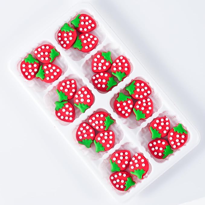 Strawberry Icing Decoration 24 Count Edible Royal Icing Decorations Spring Sprinkles DIY Candy Dessert for Baking Cookie Cake Cupcake Topper Easter Birthday Party Decoration Supplies