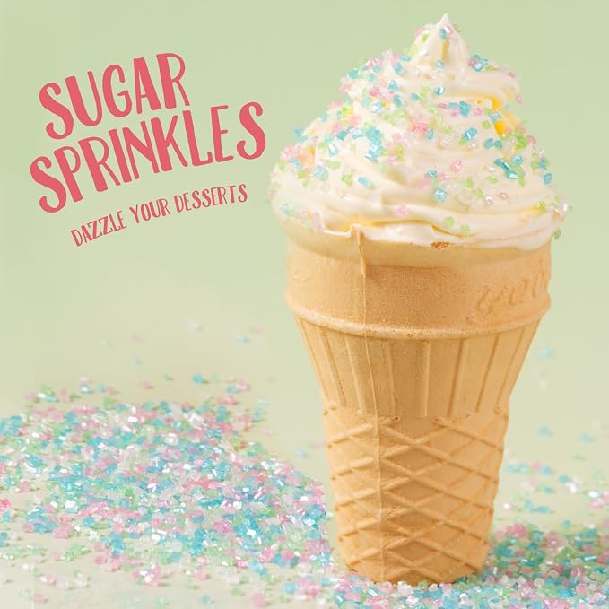 Mermaid Sanding Sugar 4.2 ounces Edible Pastel Sprinkle Pink Blue Purple Green Sparkling Sugar Mix, Perfect for Cake Decorations, Baking, Ice Cream, Cookies, Cupcake Topper