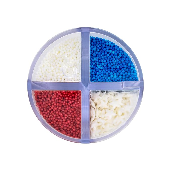 Mystic Sprinkles 4 Cell Sprinkle Assortments (Patriotic Pride Nonpareil, Midi)