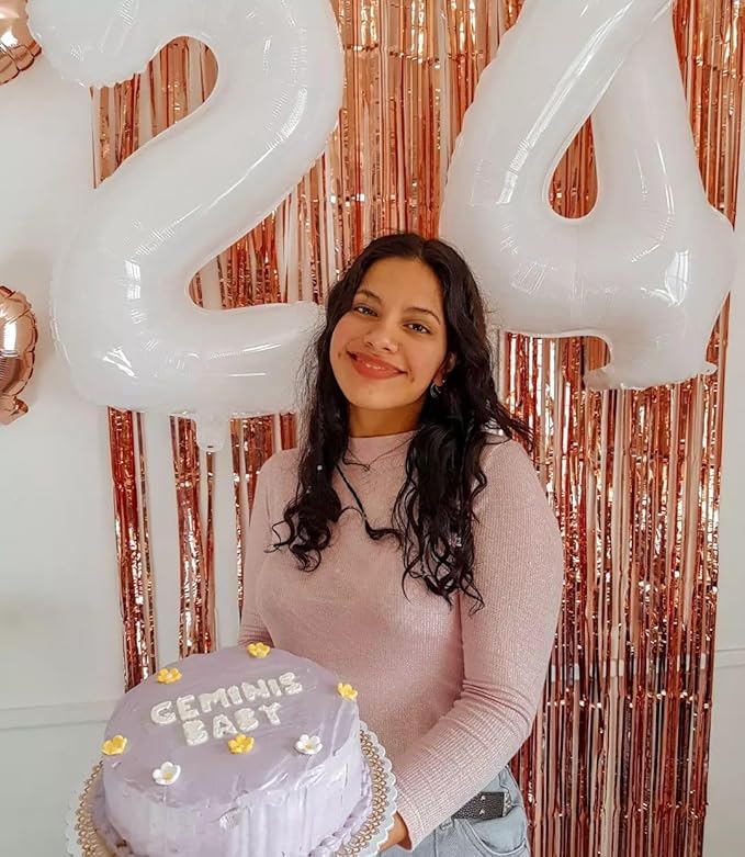 White 4 Balloon, Translucent Number Balloons 40 Inch, 4th White Party Decorations, Four Large Numbers for Party Decor, Number 4 Balloon