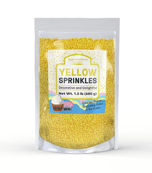 Unpretentious Yellow Sprinkles (1.5 lb) Bright & Colorful Jimmies, Decorative & Fun Topping for Baking