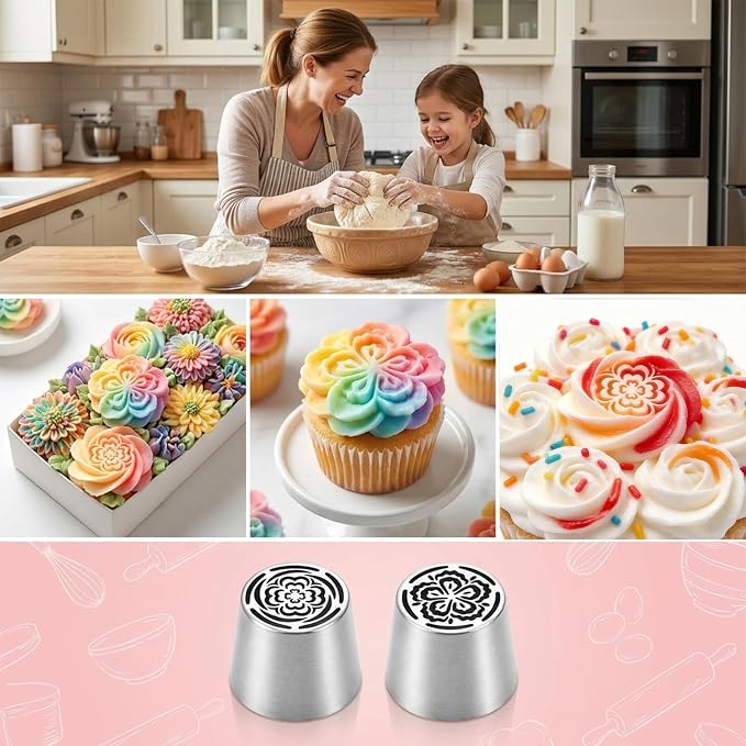 Russian Piping Tips, Stainless Steel Cupcake Flower Shaped Frosting Nozzle