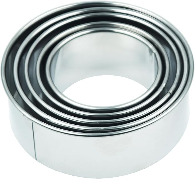 Round Biscuit Cookie Cutters Set,5 PCS Stainless Steel Circle Molds for Pastries Doughs Doughnuts