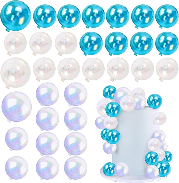 32 PCS Ball Cake Topper Bubble Mini Balloon Topper Ball Cake Picks for Birthday Party Wedding Decoration Supplies