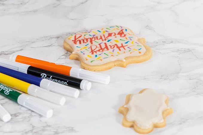 Bakerpan Edible Markers for Cookie Decorating - Set of 7 Standard Tip Food Coloring Pens for Cookies, Royal Icing, Fondant & Marshmallows | Made in USA
