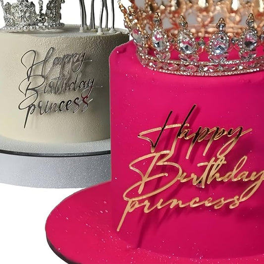 Acrylic Happy Birthday Cake Topper Durable Reusable Perfect for Birthday Cakes, Cupcakes, Dessert Tables Ideal for Kids Adults Birthday Celebrants (Gold,Sliver)