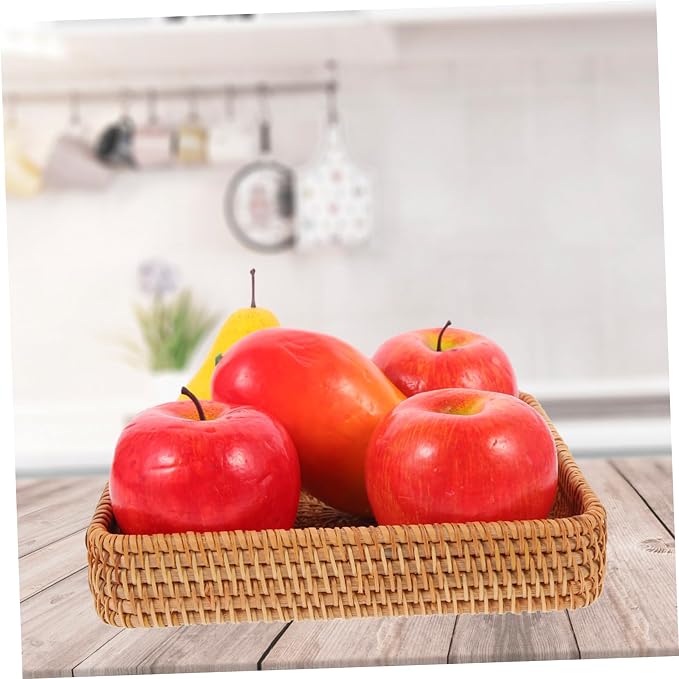 Zerodeko Rattan Storage Basket Handmade Woven Organizer for Fruits and Vegetables Uncovered Rattan Baskets for Home Decor and Sundries Storage