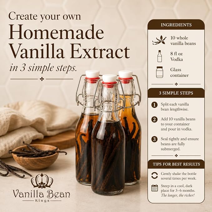 10 Organic Madagascar Whole Grade A Vanilla Pods for Vanilla Extract and Baking