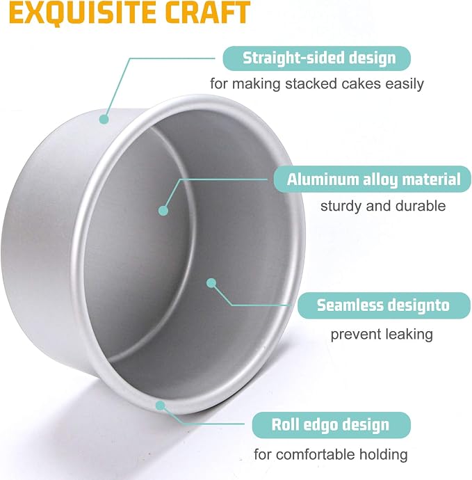 4 Inch Aluminum Round Cake Pan, 8 Pieces Non-stick Mini Cake Baking Pan - Layer Baking Round Cake Pans Set for Home Kitchen DIY Baking Tools Supplies