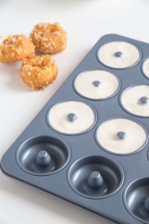Fox Run Non-Stick Mini Donut Pan, 12-Cavity Mini Donut Mold, Makes 2" Bite Sized Donuts
