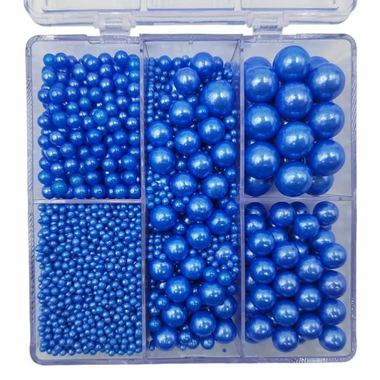 Blue Pearl Sprinkles for Cake Decorating, 4 Sizes Mix Size, Edible Pearls for Cupcake Topper, Ice Cream, Donuts, Baking Decoratings (2mm, 4mm, 7mm, 10mm)