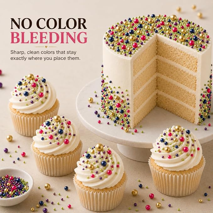 Confect Pearl Sprinkles | Pack of 5 Tropical Tea Party Disco Ball Sprinkles | Mix Golden, Purple, Neon Pink, Lime Green & Navy Blue Pearl Dragees - Vegan, Gluten-Free, Nut-Free, Soy-Free, Dairy-Free, Palm Oil-Free, No Artificial Dyes - 5 Oz