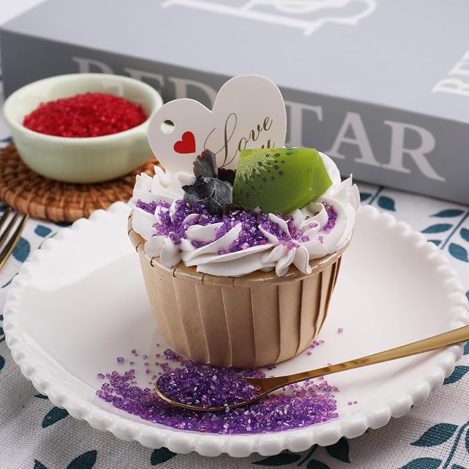 Valentines Sprinkles for Cake Decorating, Sanding Sugar 4 Colors 8oz Sparkling Purple Pink Red and White Decorating Coarse Sugar Crystals Sprinkles for Cake Cupcakes Cookie Ice Cream Baking Topping