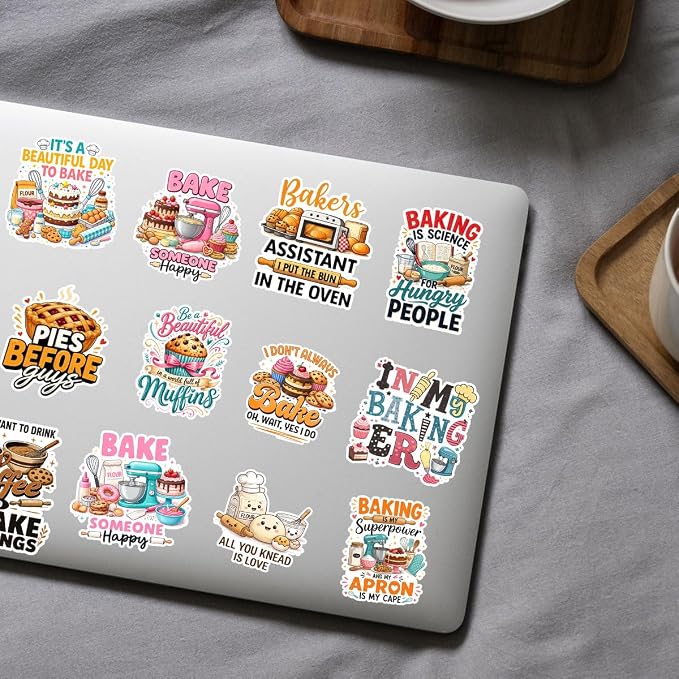 12Pcs Baking Stickers, Bakery Stickers for Water Battles — Baking Gifts for Bakers — Bakery Party Supplies - Gift for Women & Men