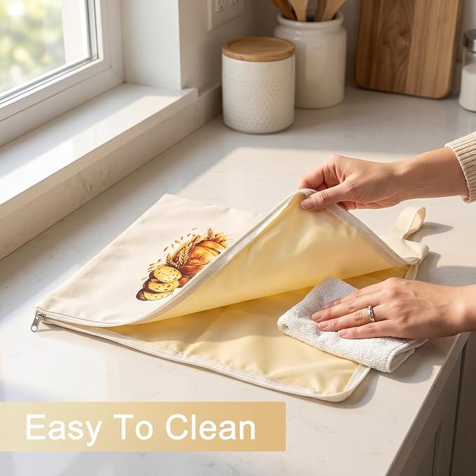 Reusable Beeswax Bread Bags for Homemade Bread Sourdough 2 Pack, 13"x17" Eco-Friendly, Natural Organic Cotton Sourdough Bag with L-shaped Zipper for Easy Loading and Cleaning