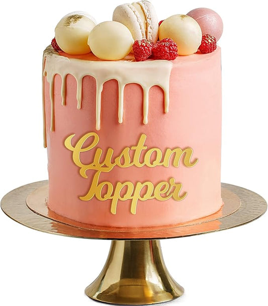 Personalized Cake Topper for Birthday Wedding with Any Text Numbers Mirror Acrylic Cake Toppers Cake Decoration for Birthday Anniversary Baby Shower Graduation (Gold)