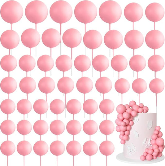75 Pieces Light Pink Cake Balls Topper Decorations Foam Cupcake Topper Mini Balloon Cake Topper Balls Cake Picks for Cake Deco Birthday Party Wedding