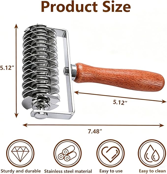 Pastry Lattice Roller Cutter - Stainless Steel Dough Mesh Tool for Baking Pie Pizza Beef Wellington