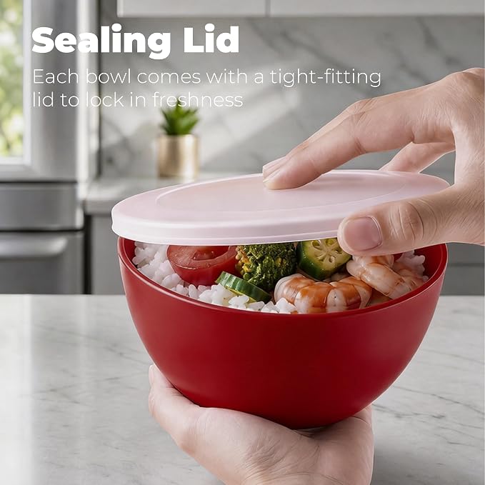 ZHANG XIAO QUAN SINCE 1628 Food Storage Containers Set of 4, PP5 Plastic Fresh-Keeping Container BPA Free, Airtight Lids, Microwave and Freezer Safe, RED