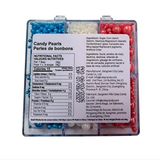 HeDeon&Rles Red White Blue Pearls Sprinkles for Baking Free Sprinkles 90g/3.17oz 4 Size Mix Edible Preals for Cake Cupcake Pancake Icing Decoration Independence Day Halloween Supplies