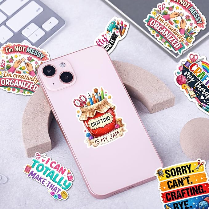 10pcs Crafting Stickers Gifts for Crafters Creative Women Multiple Different Design, Waterproof UV-Resistant for Water Bottle, Laptop, Window, Car