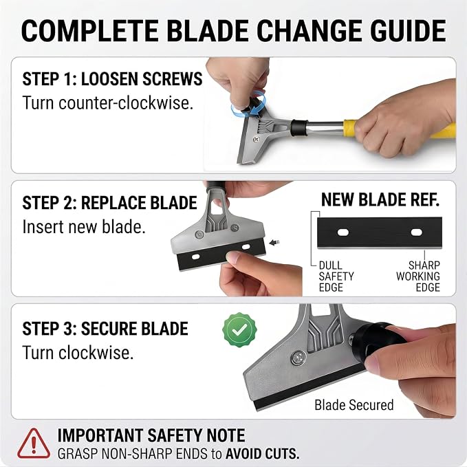 30 Pack 4 Inch Scraper Blades, High-Carbon Steel, with Storage Box | Stays Sharp Through Full Paint Jobs, 5× Wider Coverage, Fits Most 4-inch Scrapers, Safe on Glass Stovetops and Tiles