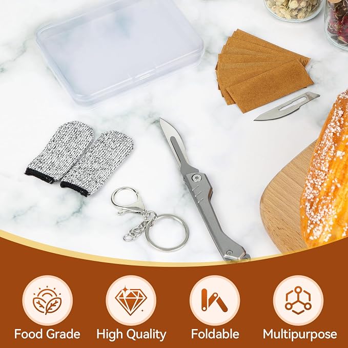 Dough Scorer Knife Folding Bread Scorer Tool with Extractable Blade Dough Scoring Tool Kit for Baking