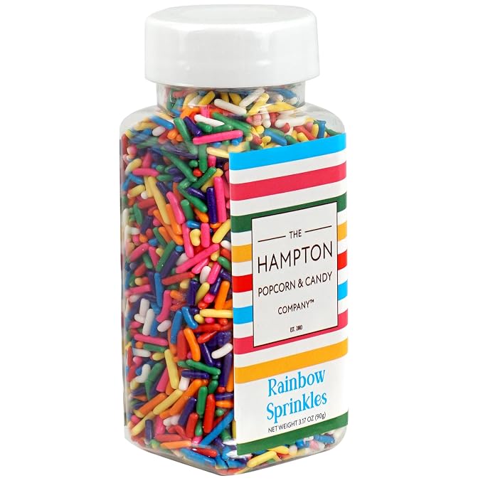Rainbow Sprinkles Jimmies 3.17 oz, Sprinkles For Cake Decorating, Cake Sprinkles, Sprinkles For Baking, Ice Cream & More, The Hampton Candy Company