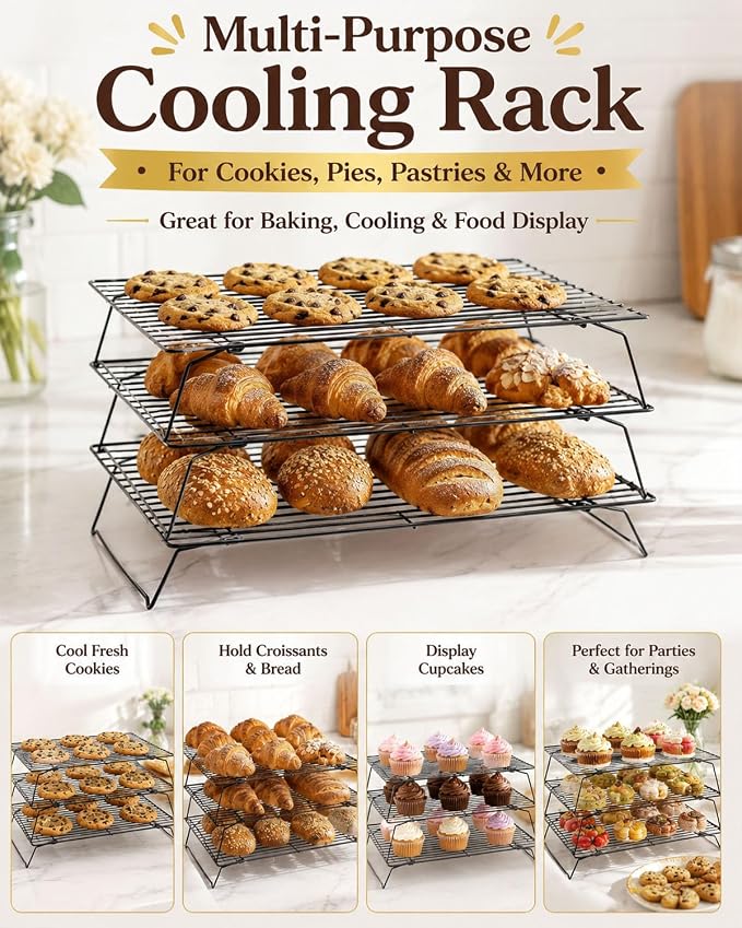 Cooling Rack, 1 Pack 3-Tier Stackable Cooling Rack Baking Rack For Oven Cooking Wire Rack For Baking Sheet, Baking Rack Cooling Rack Baking For Pies, Cookies, Pastries, Cooking And Baking