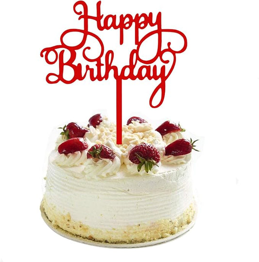 Red Happy Birthday Cake Topper Birthday Party Decorations Supplies