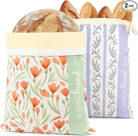 Beeswax Sourdough Bread Bags for Homemade Bread, 2 Packs XL Reusable Organic Beeswax Linen Cotton Sourdough Bag, Keep Loaves Fresh Longer, Homesteading Essentials