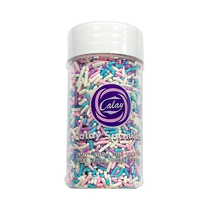 Homipooty Pastel Sprinkles Edible Purple Pink Blue White Jimmies Sprinkles for Cake Decorating Jimmies Sprinkles 78g/2.75oz Cookie Cupcake Topper Ice Cream
