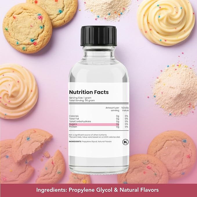 Dolce Flav Natural Cake Batter Extract – 2 Ounce Water-Soluble Kosher, Sugar-Free, Concentrated Birthday Cake Flavor for Frosting, Cupcakes & Ice Cream, Includes Measured Dropper