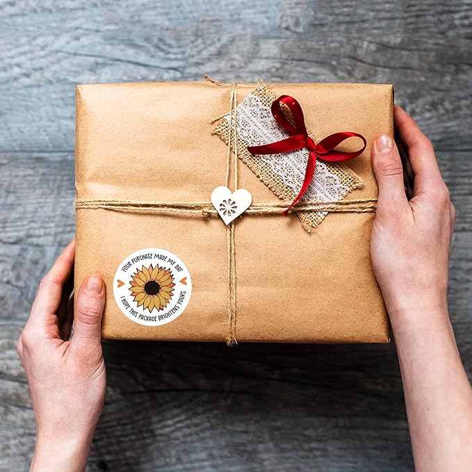 Littlefa Your Purchase Made My Day Sticker,Sunflower Thank You Stickers,Handmade Small Business Stickers for Gifts Bags Boxes Packaging Shopping Small 500 PCS