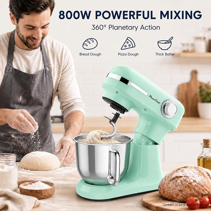 5.5/4.5QT Kitchen In The Box Stand Mixer For Baking, Electric Spiral Mixer With Dough Hook, Wire Whip & Beater,350W 12-Speed Tilt-Head Food Mixer, Grey (Green)
