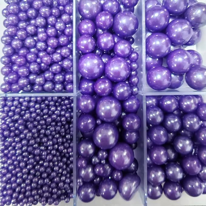 Edible Purple Pearl Sprinkles for Cake Decorating, Mixing 4 Sizes Purple Sugar Cupcake, Ice Cream, Donuts, Macaron Toppings Supplies 90g/ 3.17oz