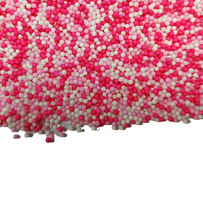 Valentines Sprinkles Pink and White Nonpareils Sprinkles Edible Mini Pearl Sprinkle for Cake Decorations, Baking, Ice Cream, Cookies, Donuts and Lollipops - 2mm Sugar Pearls 3.88oz