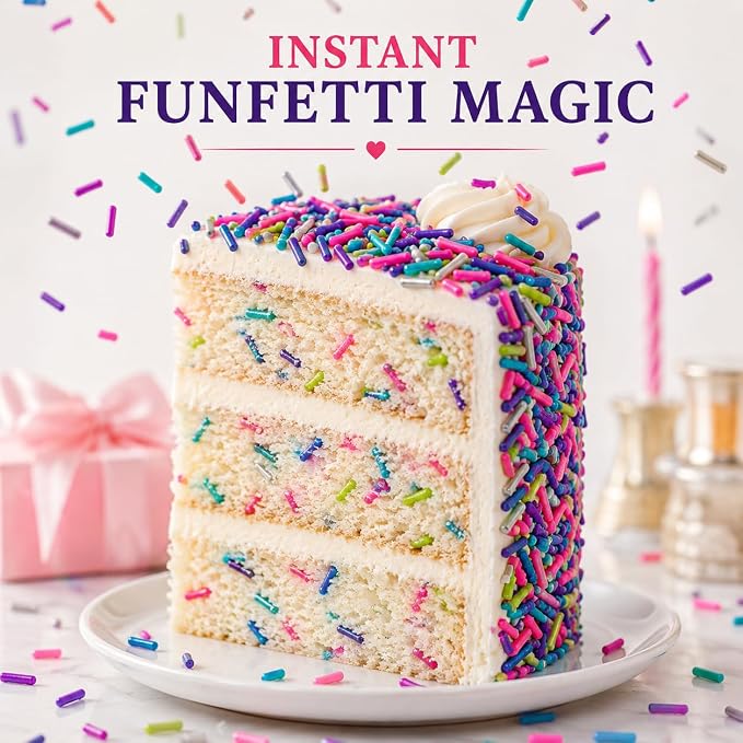 Confect Rainbow Sprinkles Mix – Custom Blend Jimmies for Cake, Cupcake & Cookie Decorating – (Frosted Rainbow) Vegan, Gluten-Free, Nut-Free, Soy-Free, Dairy-Free, Palm Oil-Free- 4.2 oz (Frosted Rainbow)