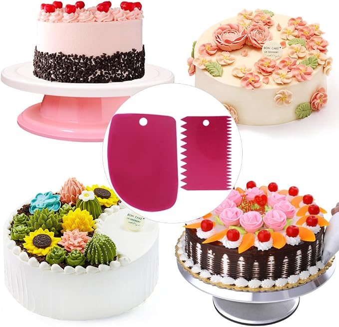 Cake Scraper Smoother Tool Set, DaKuan 12 pcs Cake Smoothing Cutter Plate Tool Combo, Cake Icing Scrapper Cake Edge Decorating Tool