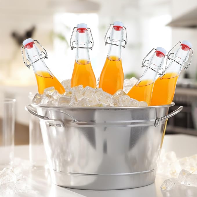 12 Pack 12oz Swing Top Glass Bottles, 375ML Square Bottles with Airtight Stoppers for Kombucha, Kefir, Vanilla Extract, Beer(Bonus Gaskets, Labels and Funnel)