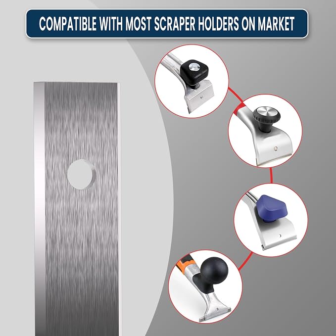 LU&MN Carbide Scraper Replacement Blades, 2.38" / 60×12×1.5mm Double-Edged Reversible Blades, Fits Most Handheld Paint, Glue& Grout Scrapers, 100Pieces