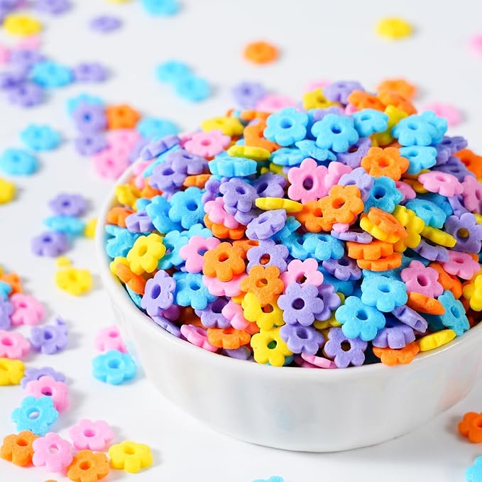 Edible Flowers Sprinkles for Cake Decorating 7 oz Rainbow Flower Blossoms Confetti Pastel Daisy Sugar Sprinkles for Baking Cupcake, Cookie, Donut Dessert Decoration, Wedding Spring Party Supplies