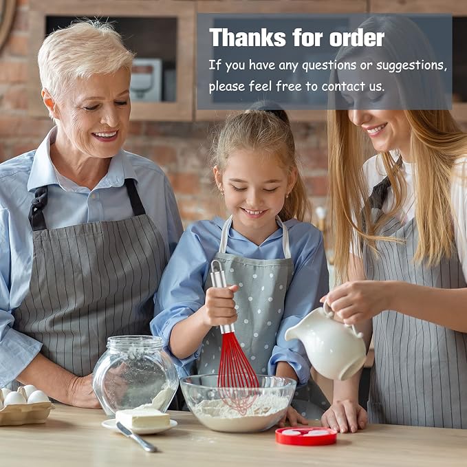 OYV Silicone Rubber Whisk,Premium Whisks For Cooking Non Scratch,Stainless Steel & Silicone Wisk For Nonstick Cookware Pans, High Heat Resistant kitchen Whisks set of 3,Red