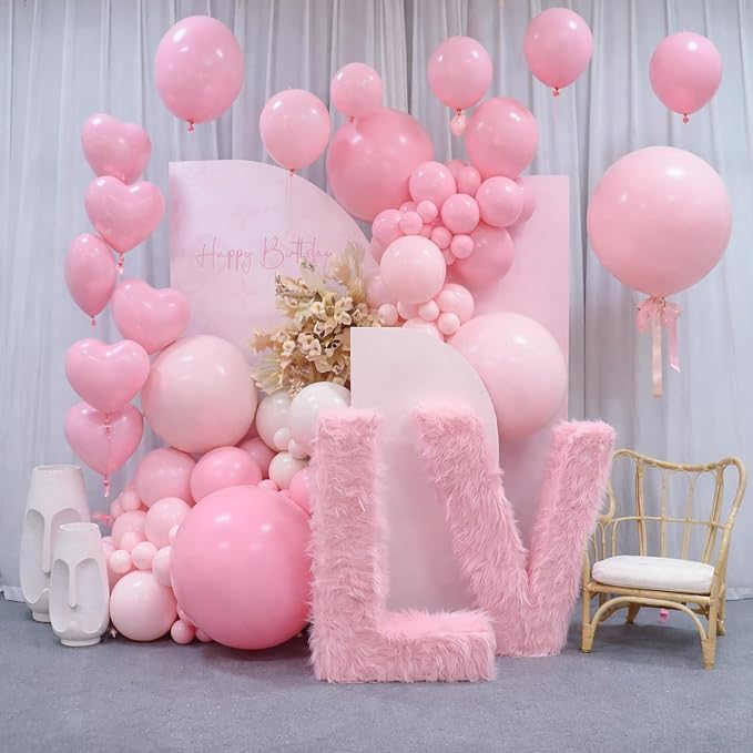 Voircoloria 130pcs Light Pink Balloons Different Sizes 18" 12" 10" 5" Pastel Pink Balloons for Birthday Party, Baby Shower, Wedding, Gender Reveal, Baby Shower, Anniversary Party Decorations