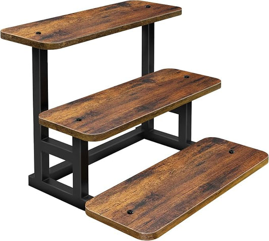 Lilybud--lily 3 Tier Cupcake Stand, Wooden Risers Display Stands Stepped Dessert Table Display Set with Metal Frame Tiered Tray Stand Serving Trays for Party Farmers Market Display