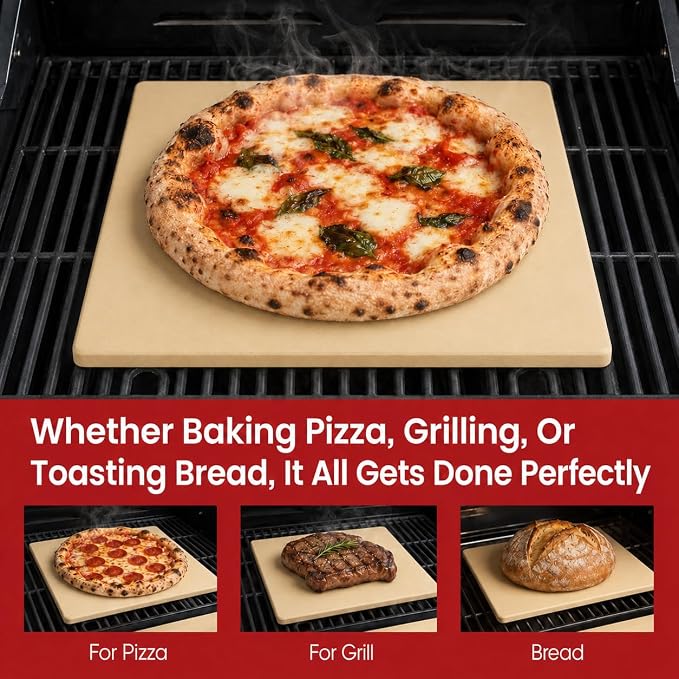Pizza Stone, 12 Inch Heavy Duty Cordierite Baking Stone for Indoor Pizza Oven and Grill, Cooking Baking Stone, 850℉ Thermal Shock Resistant for Bread BBQ