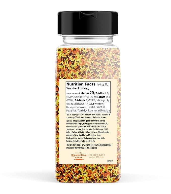 Unpretentious Orange, Yellow & Brown Sprinkles (2 Cups) Autumn Mix Jimmies, Gluten Free Sprinkles